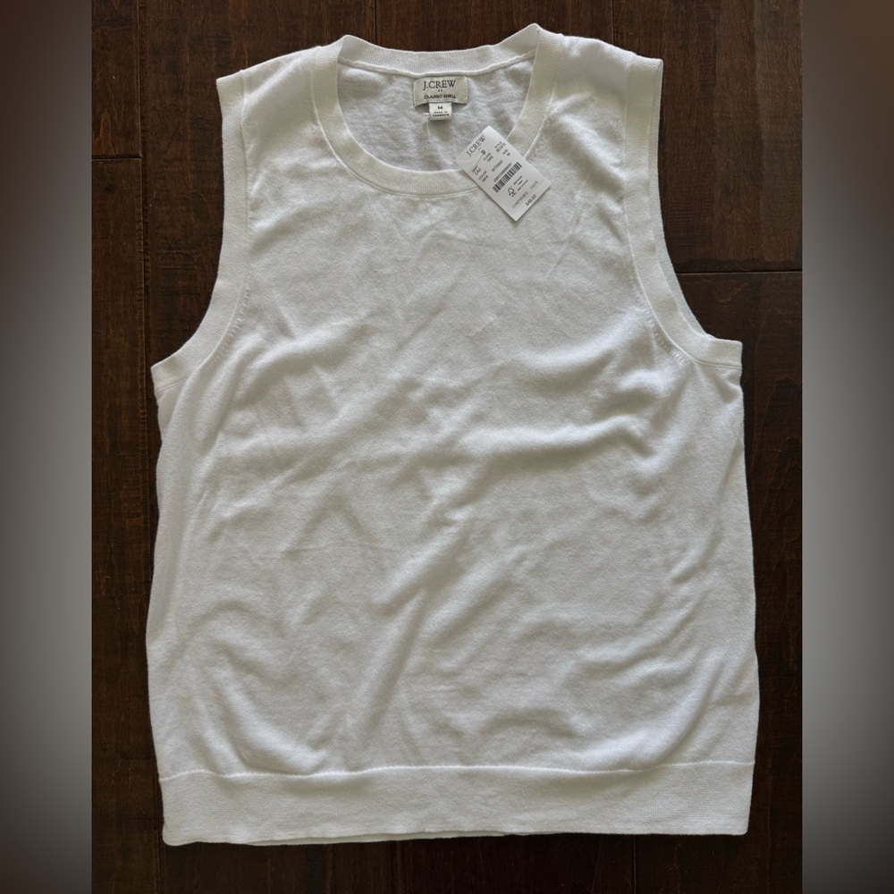NWT J. Crew Factory Women’s Medium Classic Sweater Shell - White - Picture 2 of 4